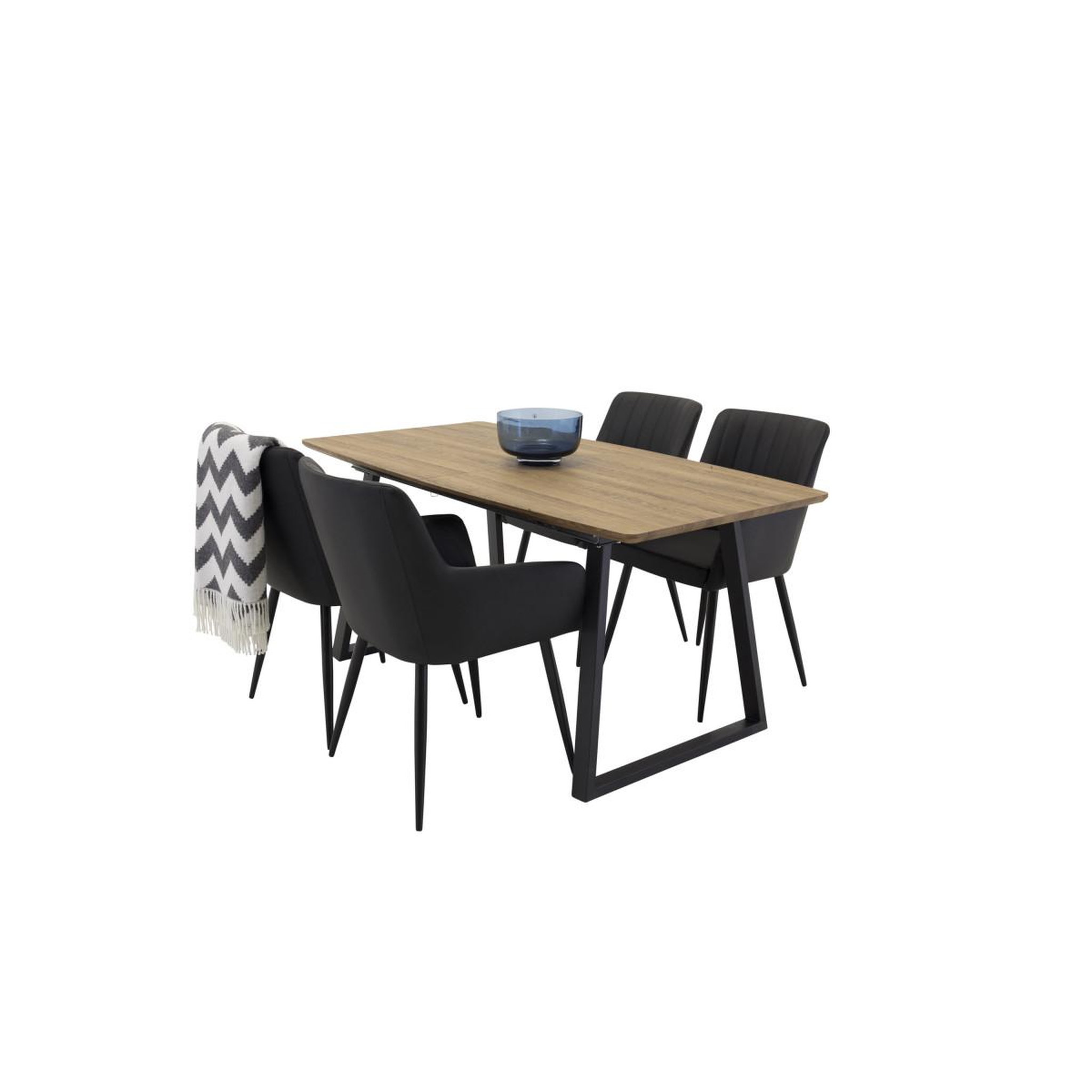 Voir la diapositive 2 : Paris Prix Ensemble table à manger extensible & 4 chaises  inca & comfort  160-200cm noyer & noir