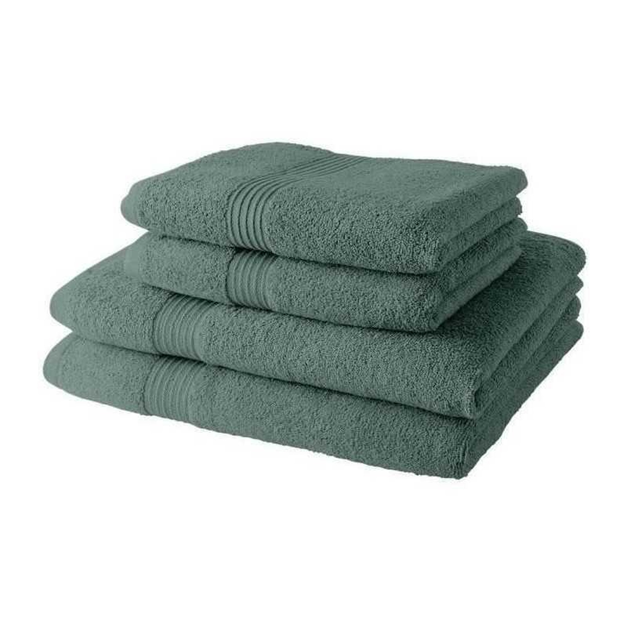 Today Today pack de 4 serviettes de bain en coton éponge vert céladon, 2 serviettes 50 x 90 cm et 2 draps de bain 70 x 130 cm