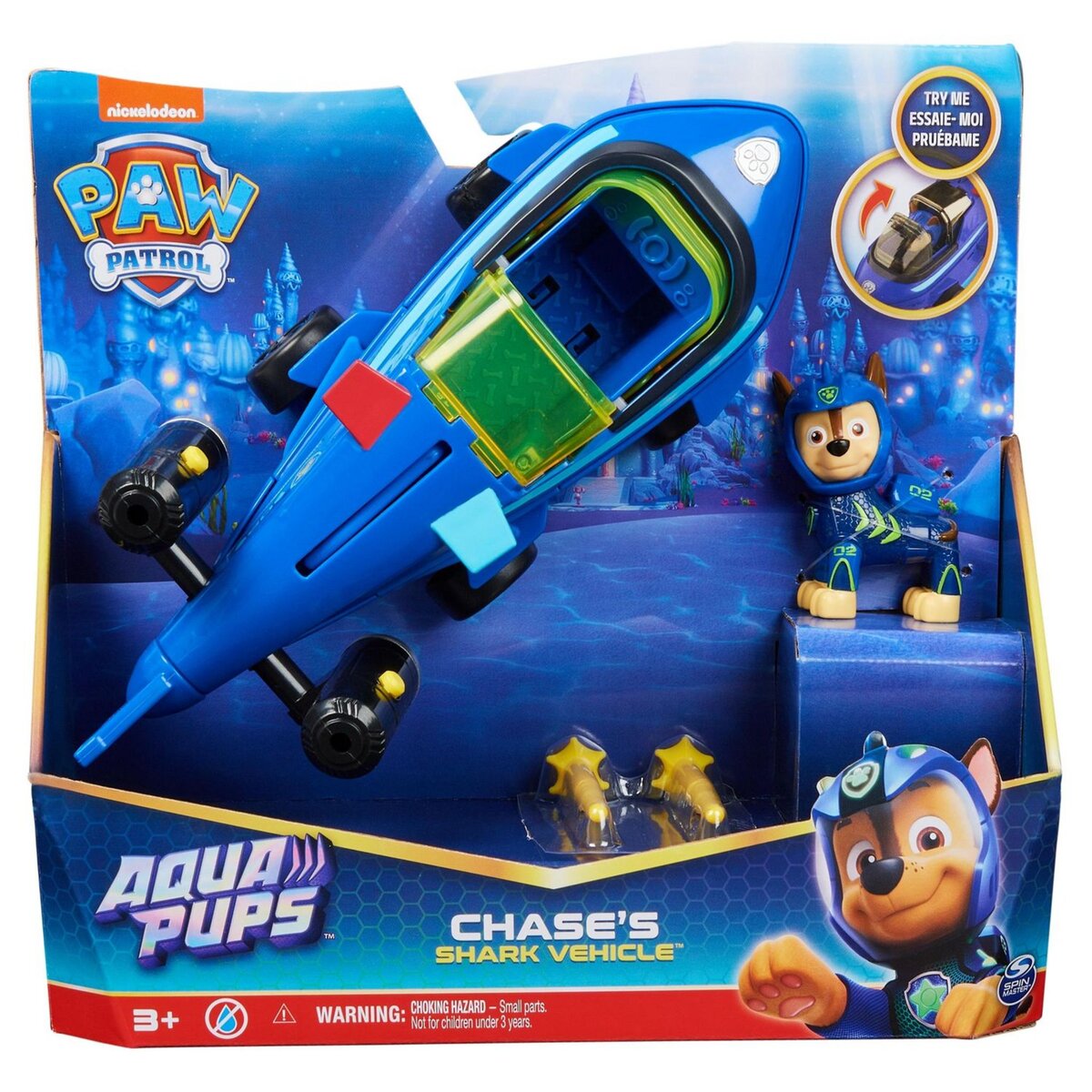 SPIN MASTER Véhicule +Figurine Aqua Pups Chase Pat Patrouille pas cher 