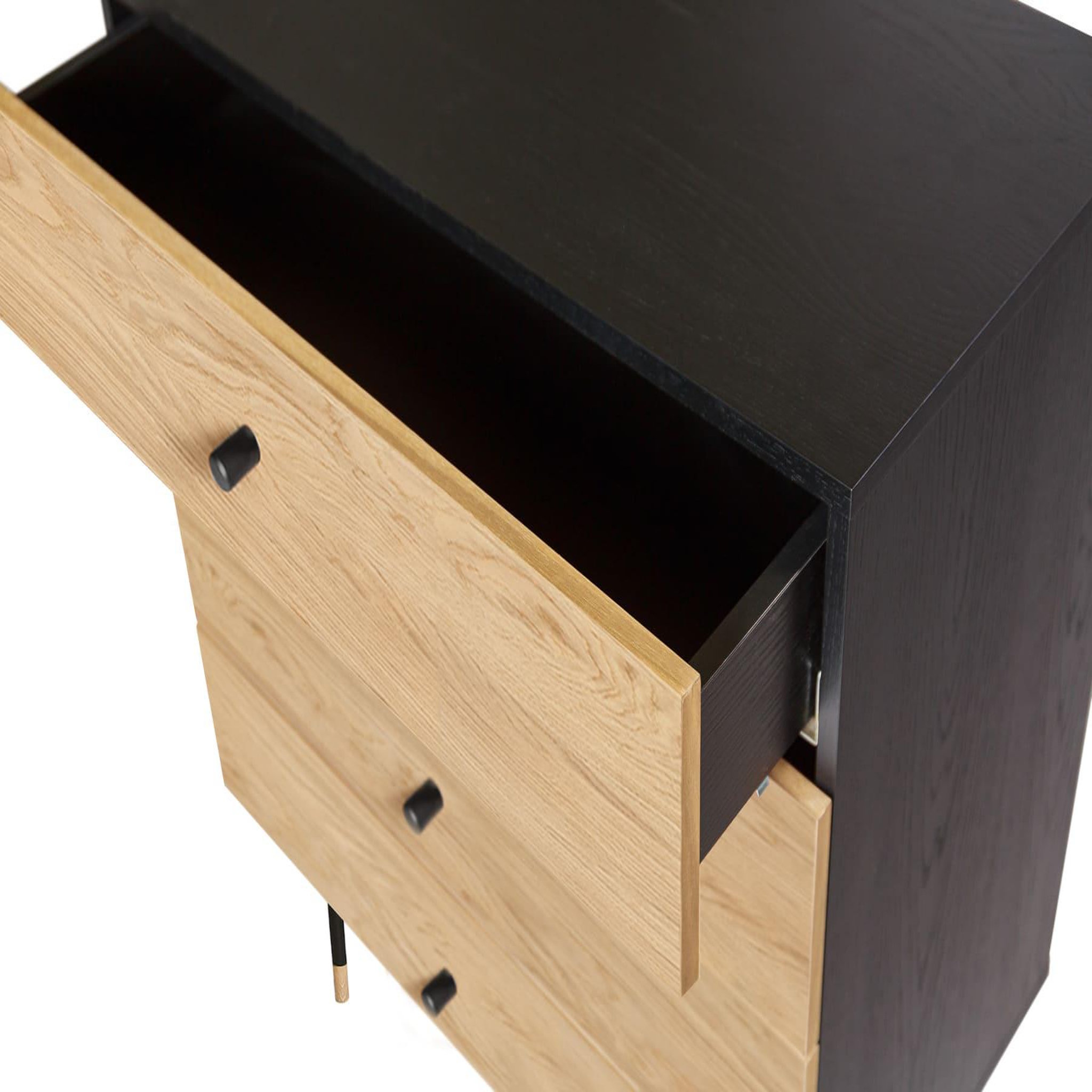 Voir la diapositive 3 : Paris Prix Commode 4 tiroirs  jugend  80cm noir & chêne