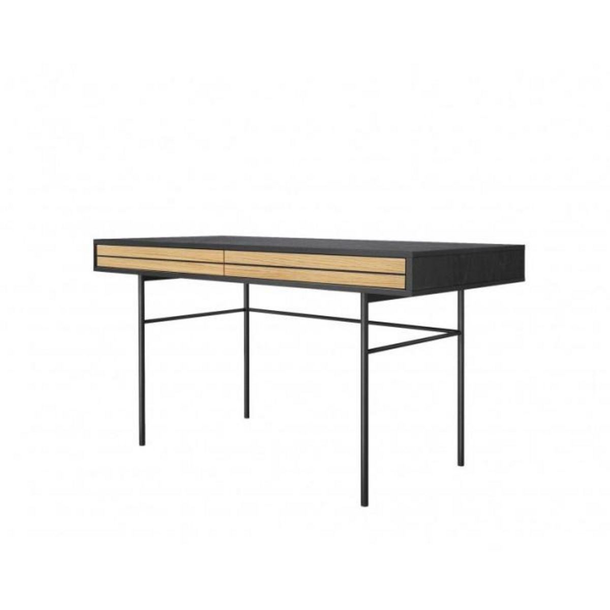 Paris Prix Bureau 2 Tiroirs en Bois  Stripe  130cm Chêne & Noir