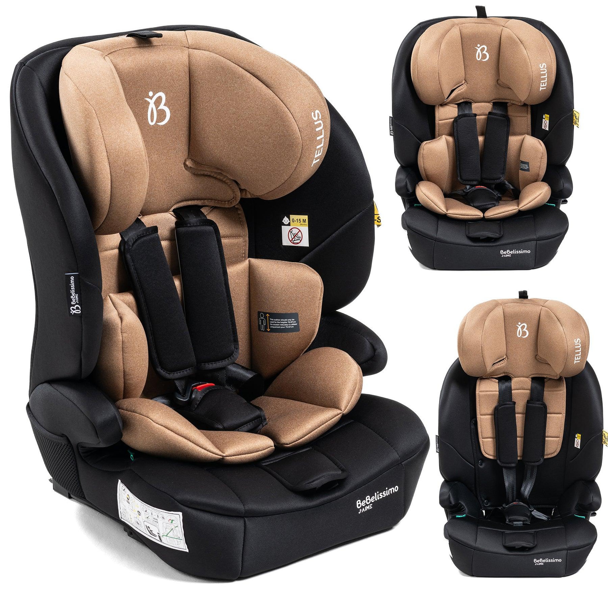 BEBELISSIMO Siège auto bébé I-size  - 76 -150cm - Tellus - de 9 à 36 kg, 15 mois à 12 ans -beige