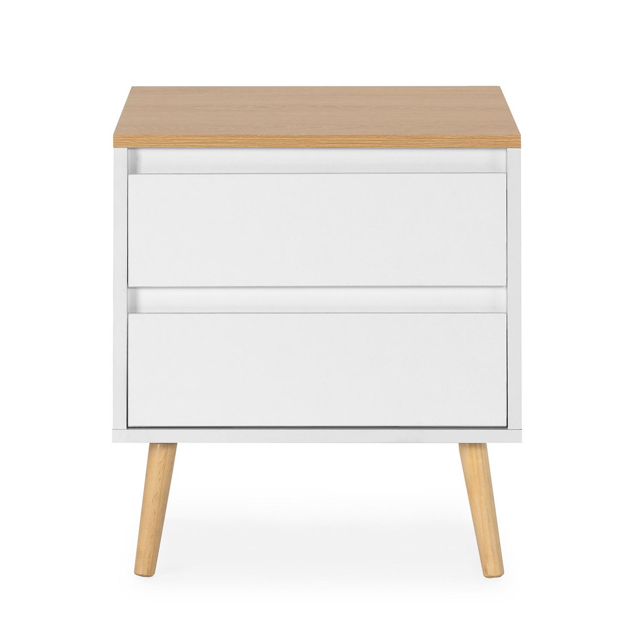 Voir la diapositive 4 : VS VENTA-STOCK Table de chevet Desi 2 tiroirs couleur Blanc