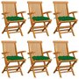 Voir la diapositive 1 : VIDAXL Chaises de jardin avec coussins vert lot de 6 Bois teck massif