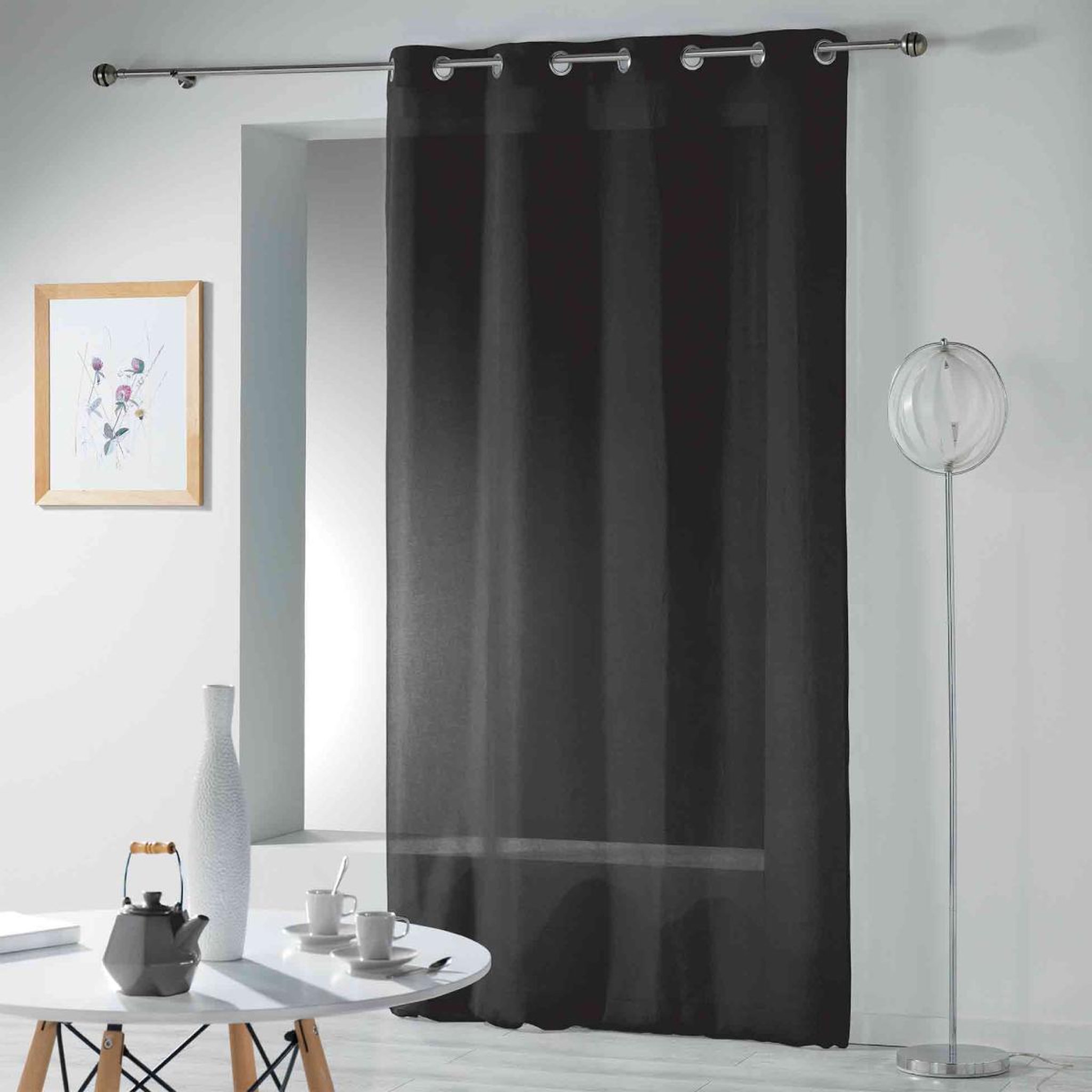 Voir la diapositive 4 : Douceur d'Intérieur Rideau voilage étamine  telma  140x280cm noir