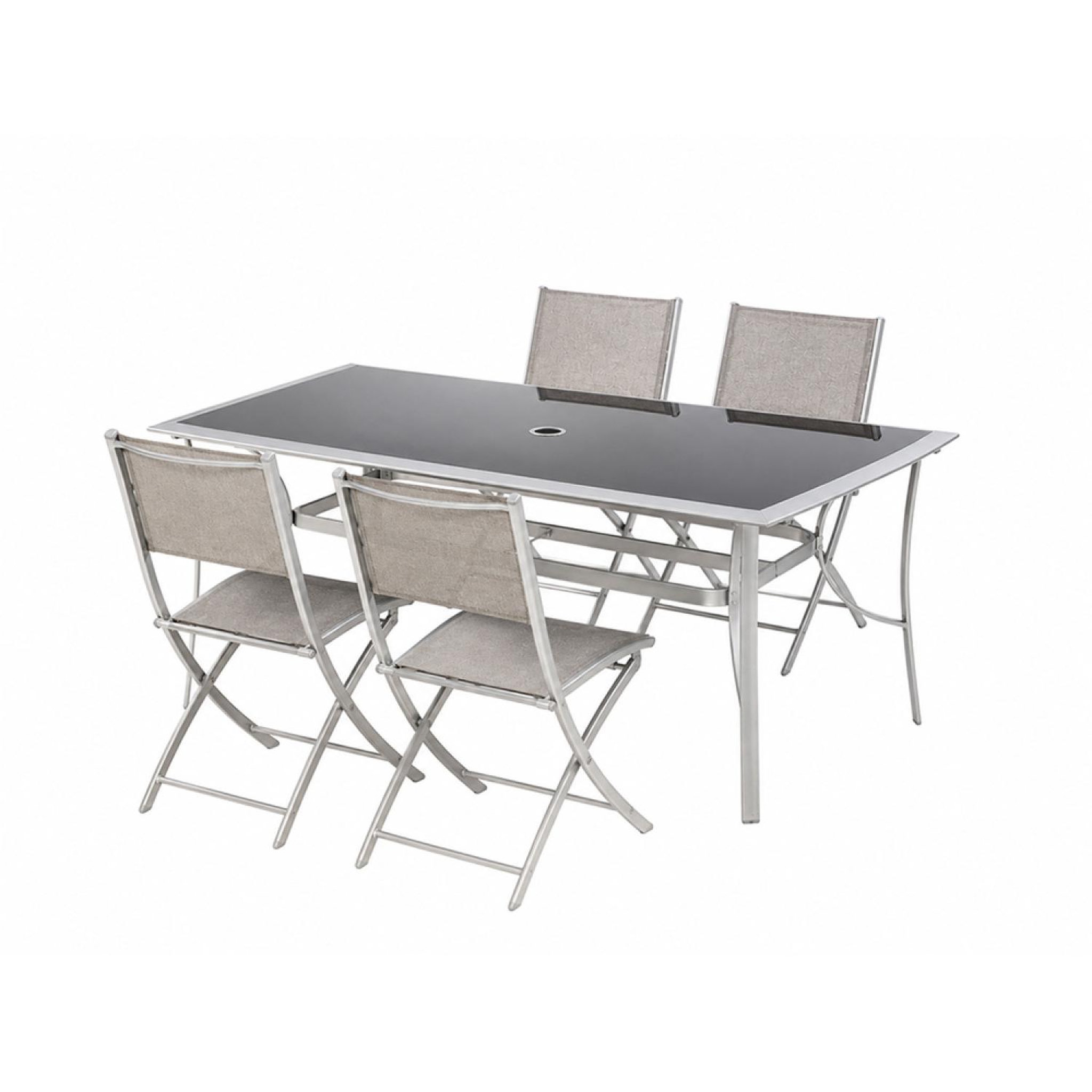 CONCEPT USINE Ensemble de jardin table 150 cm + lot de 4 chaises pliantes ALASSIO