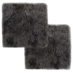 VIDAXL Coussins de chaise lot de 2 Gris clair 40x40cm Mouton veritable