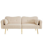 MERAX Canapé droit convertible 2 places tissu. Coloris disponibles : Blanc, Beige