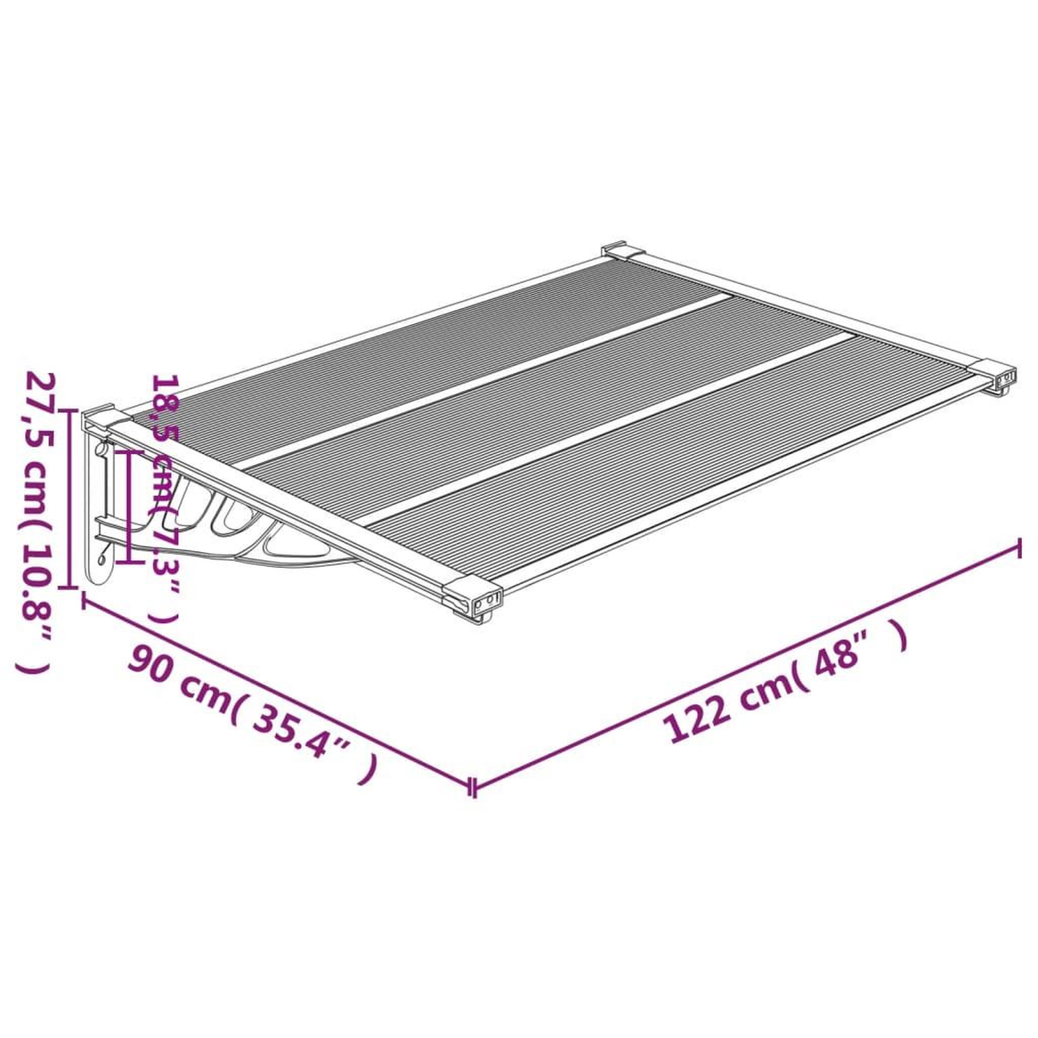 Voir la diapositive 6 : VIDAXL Auvent de porte Noir 122x90 cm Polycarbonate
