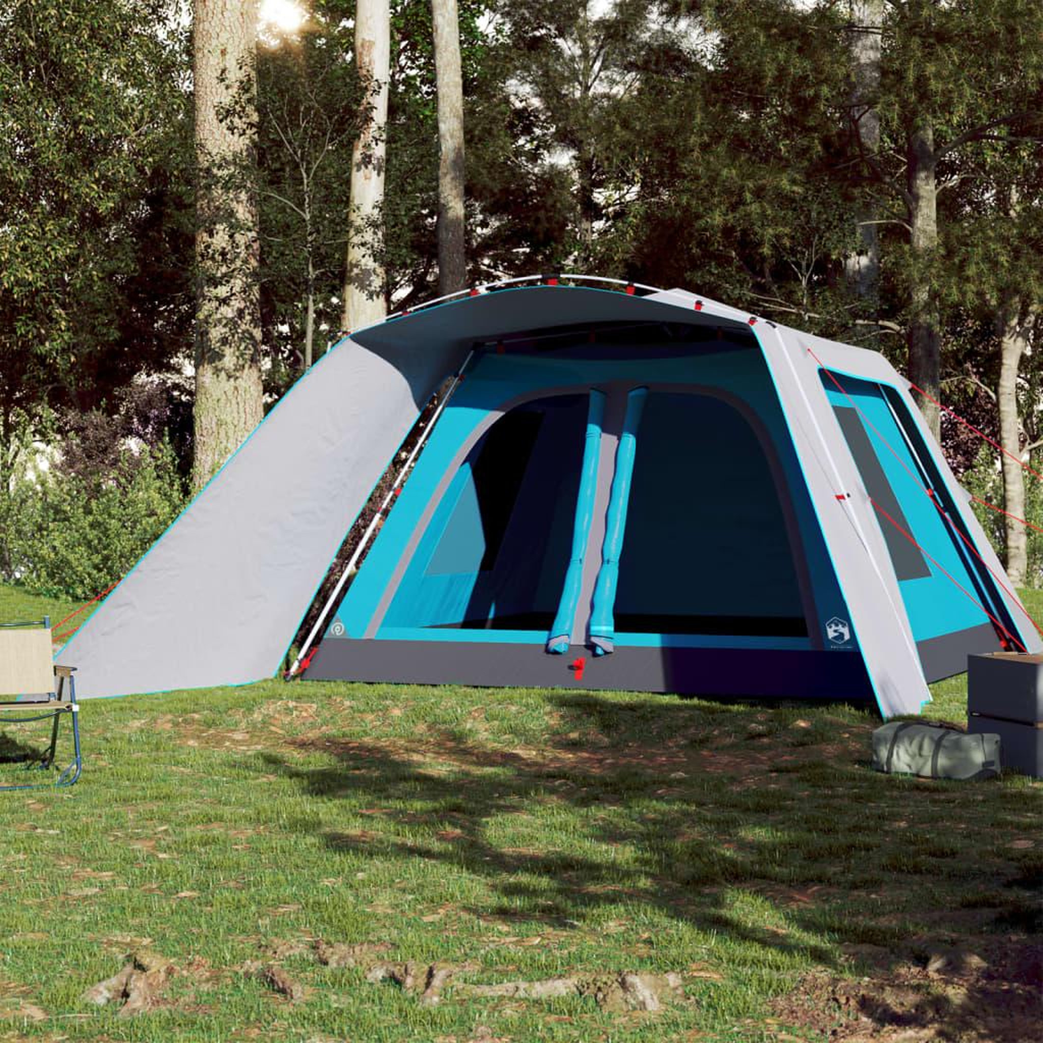 Voir la diapositive 3 : VIDAXL Tente familiale avec porche 9 personnes bleu degagement rapide