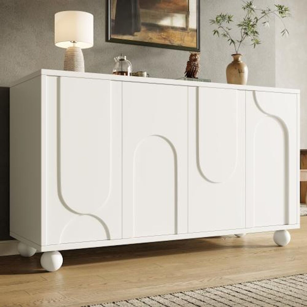 MERAX Buffet 4 porte(s) 0 tiroir(s) - 120 cm blanc mdf
