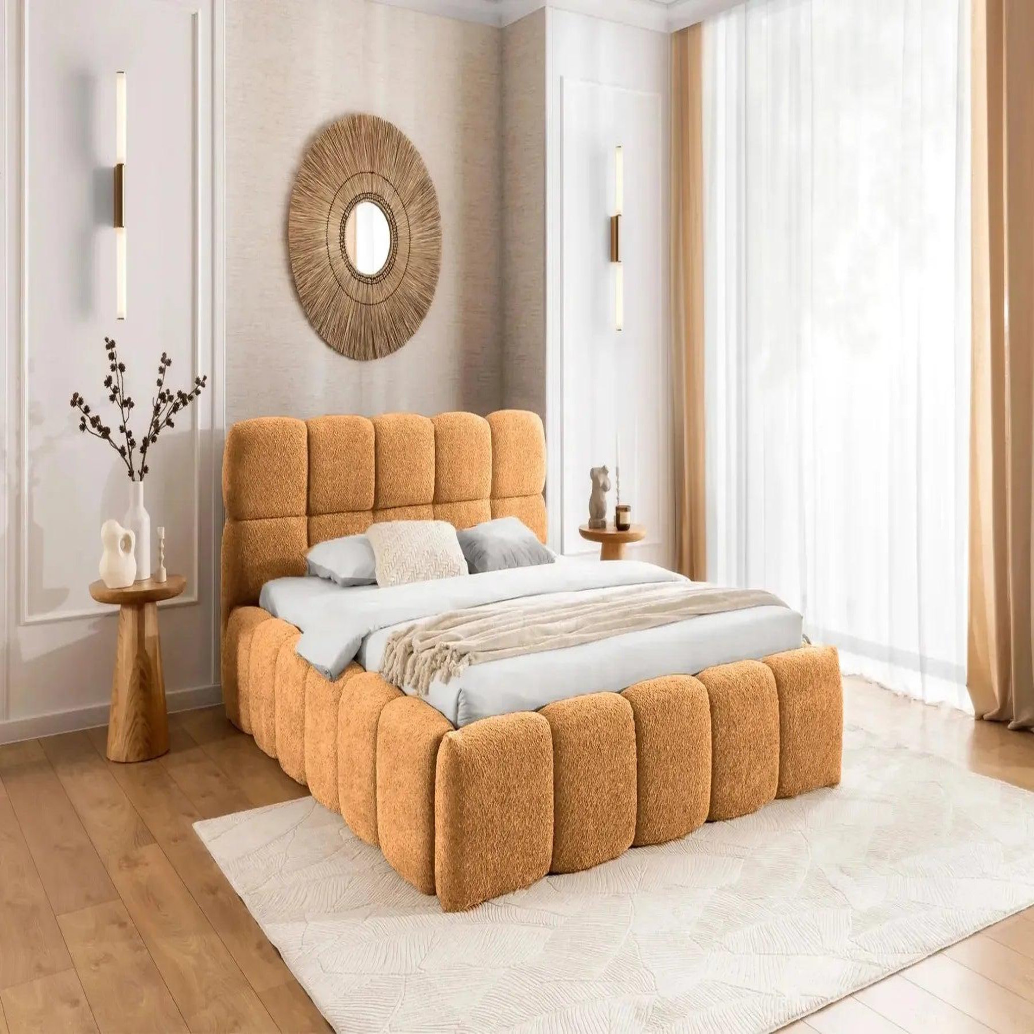 Voir la diapositive 2 : CASANOVA PARIS Elise - lit coffre tissu bouclette