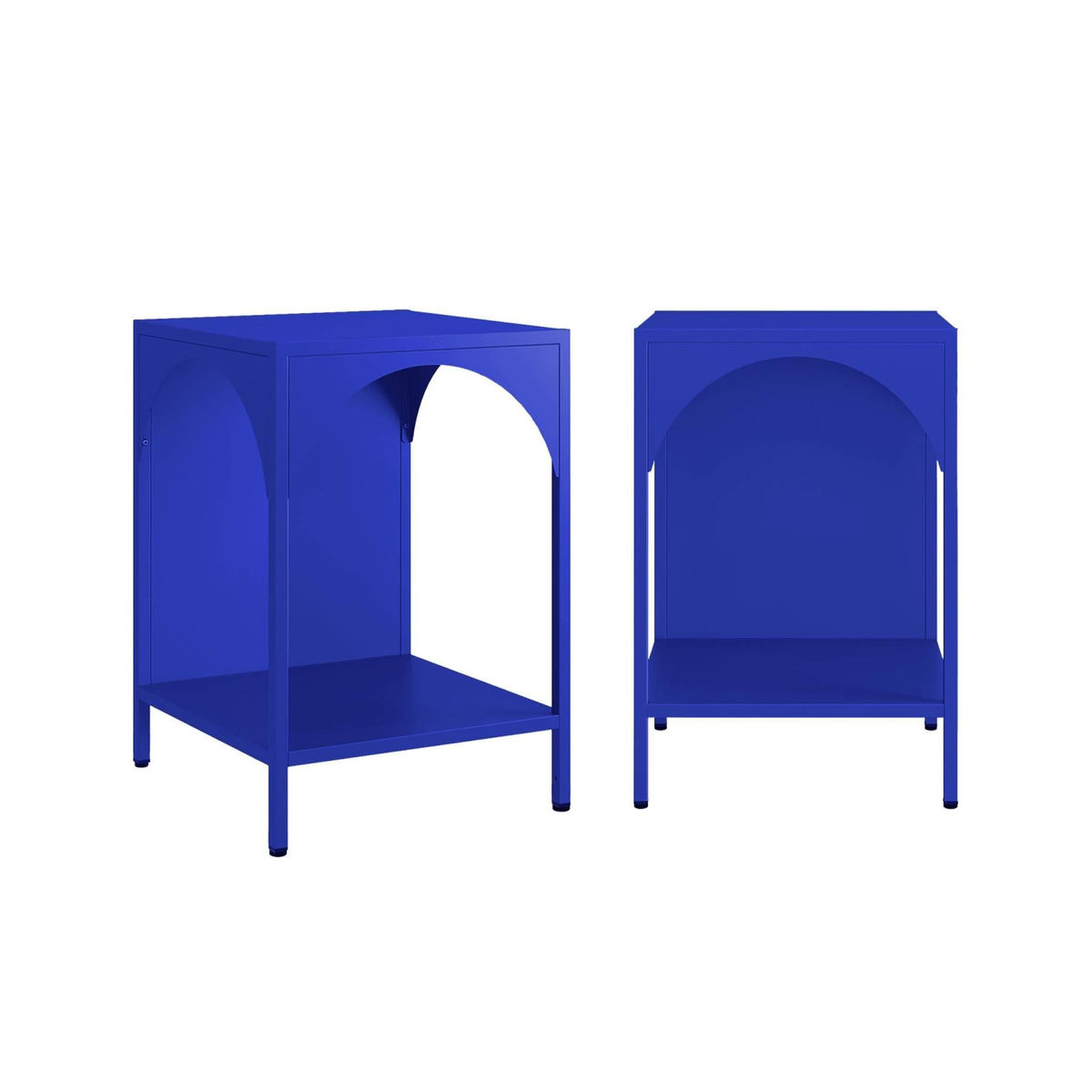 SWEEEK Lot de 2 tables de chevet. tables d'appoint en acier style industriel. bleu. L 35 x l 35 x H 52cm