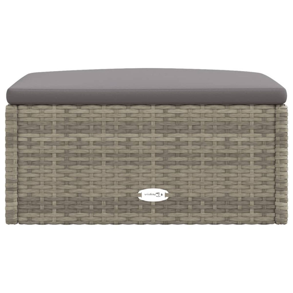VIDAXL Tabouret de jardin avec coussin gris resine tressee