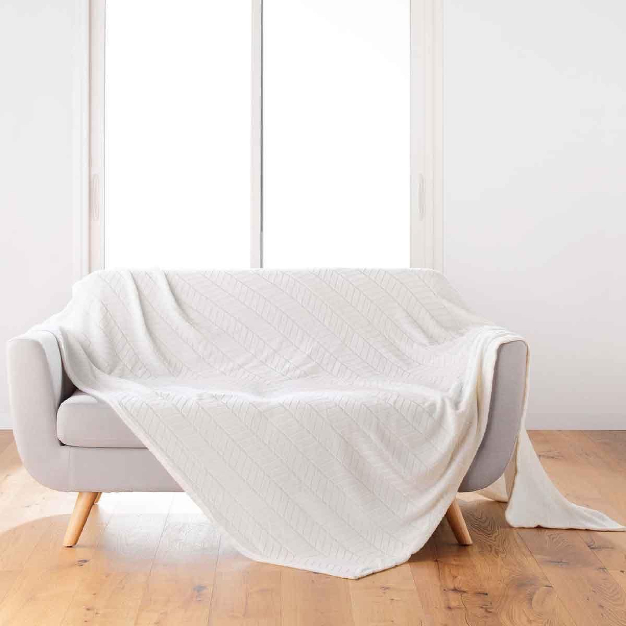 Douceur d'Intérieur Plaid flanelle uni  arya  180x220cm naturel