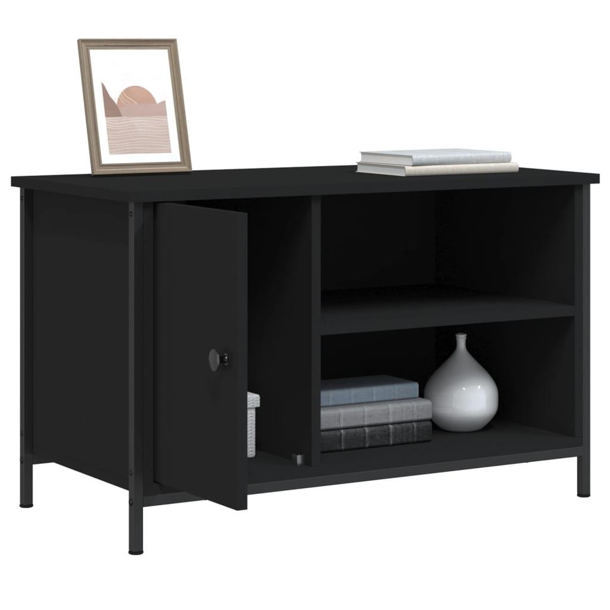 Voir la diapositive 4 : VIDAXL Meuble TV Noir 80x40x50 cm Bois d'ingenierie
