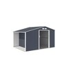 Voir la diapositive 3 : MARKET24 NOVA Abri de jardin en métal et abri bûches 8,72 m² - 342 x 255 x 202 - Kit d'ancrage inclus, 2 portes coulissantes - Gris