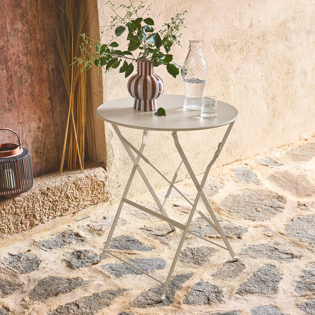 SWEEEK Table de jardin bistrot pliable - Emilia ronde - Table ronde Ø60cm en acier thermolaqué