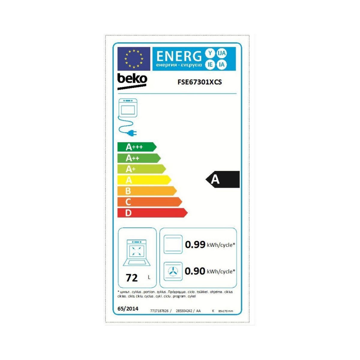 Beko Cuisinière vitrocéramique FSE67301XCS