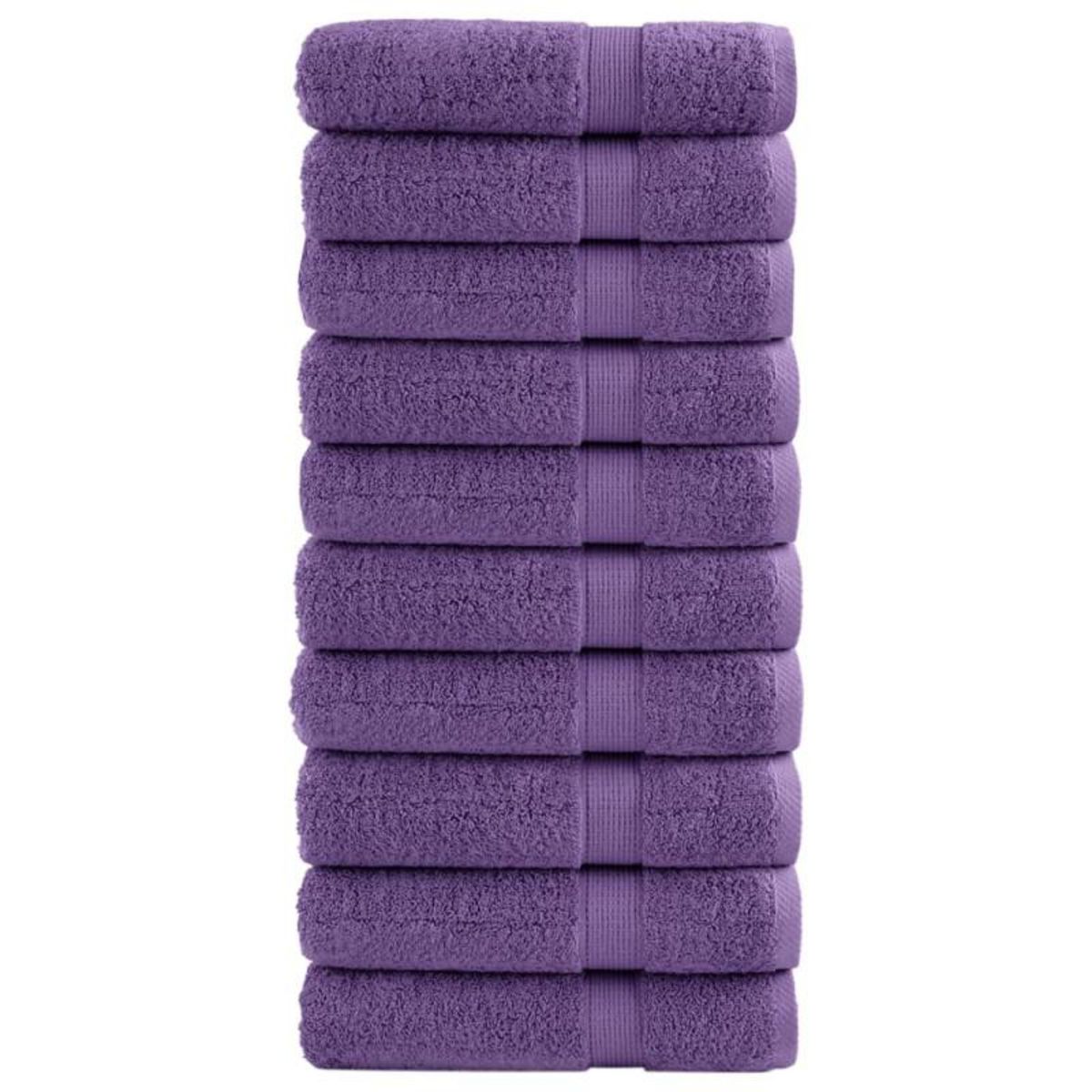 VIDAXL Serviettes de douche de qualité supérieure SOLUND 10 pcs violet