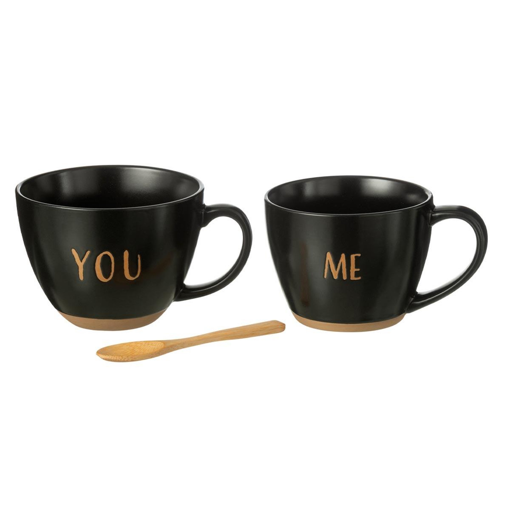 J-LINE Lot de 2 tasses avec cuillère  me you  24cm noir