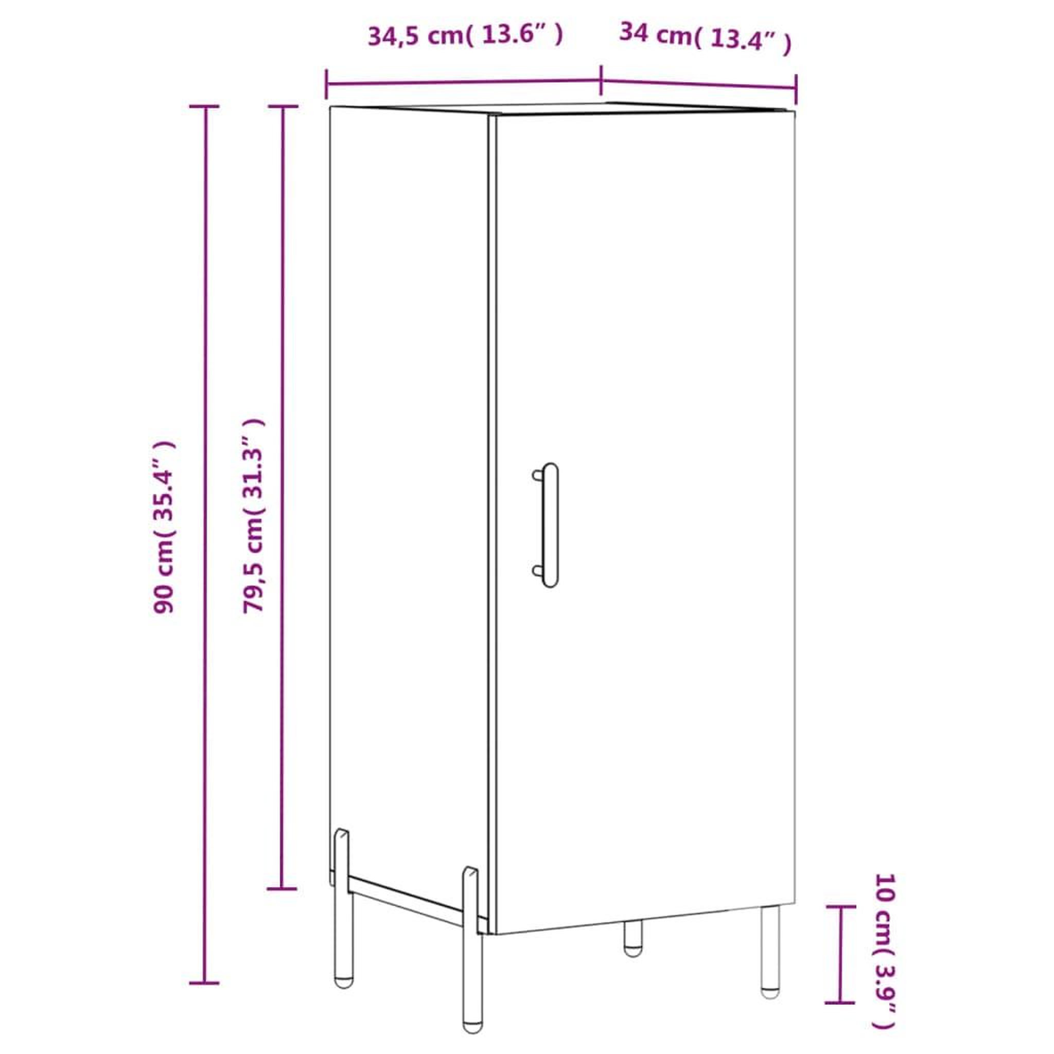 Voir la diapositive 6 : VIDAXL Buffet Blanc brillant 34,5x34x90 cm Bois d'ingenierie