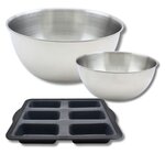 ZENKER Lot comprenant 1 Moule à financier en silicone fibre de verre, 1 spatule Zenker et 2 bols à mixer en inox Fackelmann