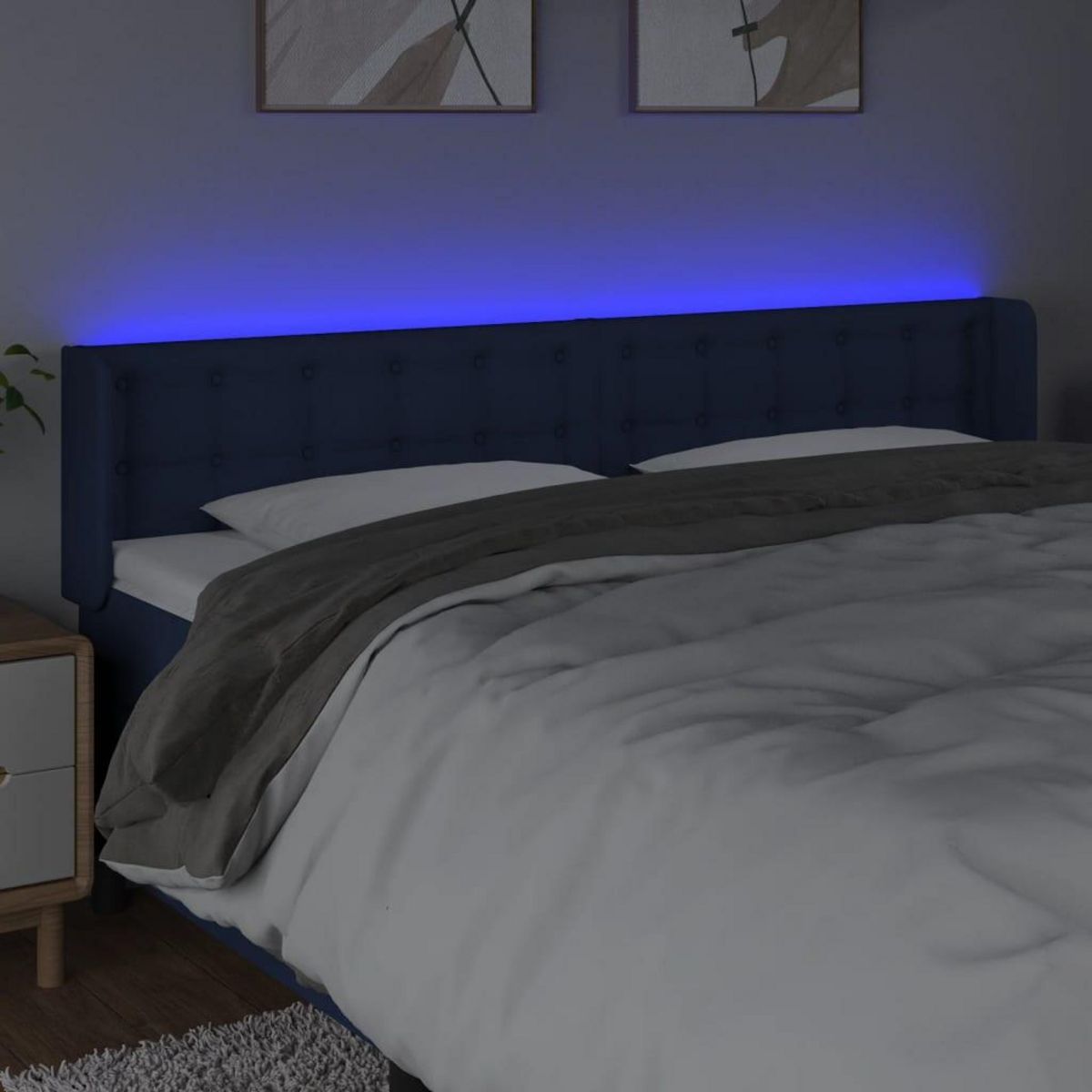 VIDAXL Tete de lit a LED Bleu 163x16x78/88 cm Tissu