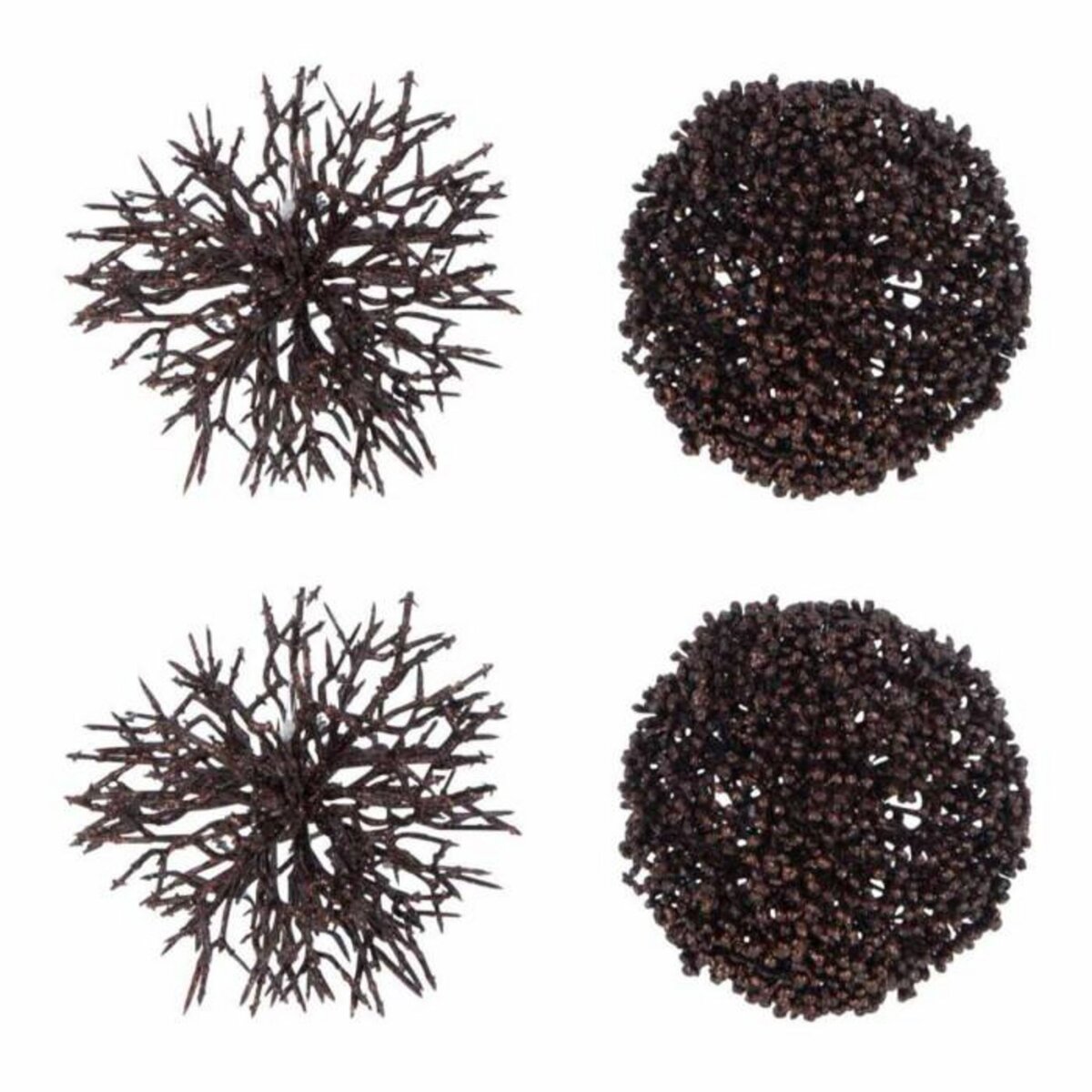 Paris Prix Lot de 4 Boules de Noël  Corail  10cm Marron