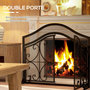 Voir la diapositive 5 : HOMCOM Pare-feu cheminée poêle style fer forgé - pare-étincelles 2 portes - dim. 105L x 40l x 80H cm - acier métal noir