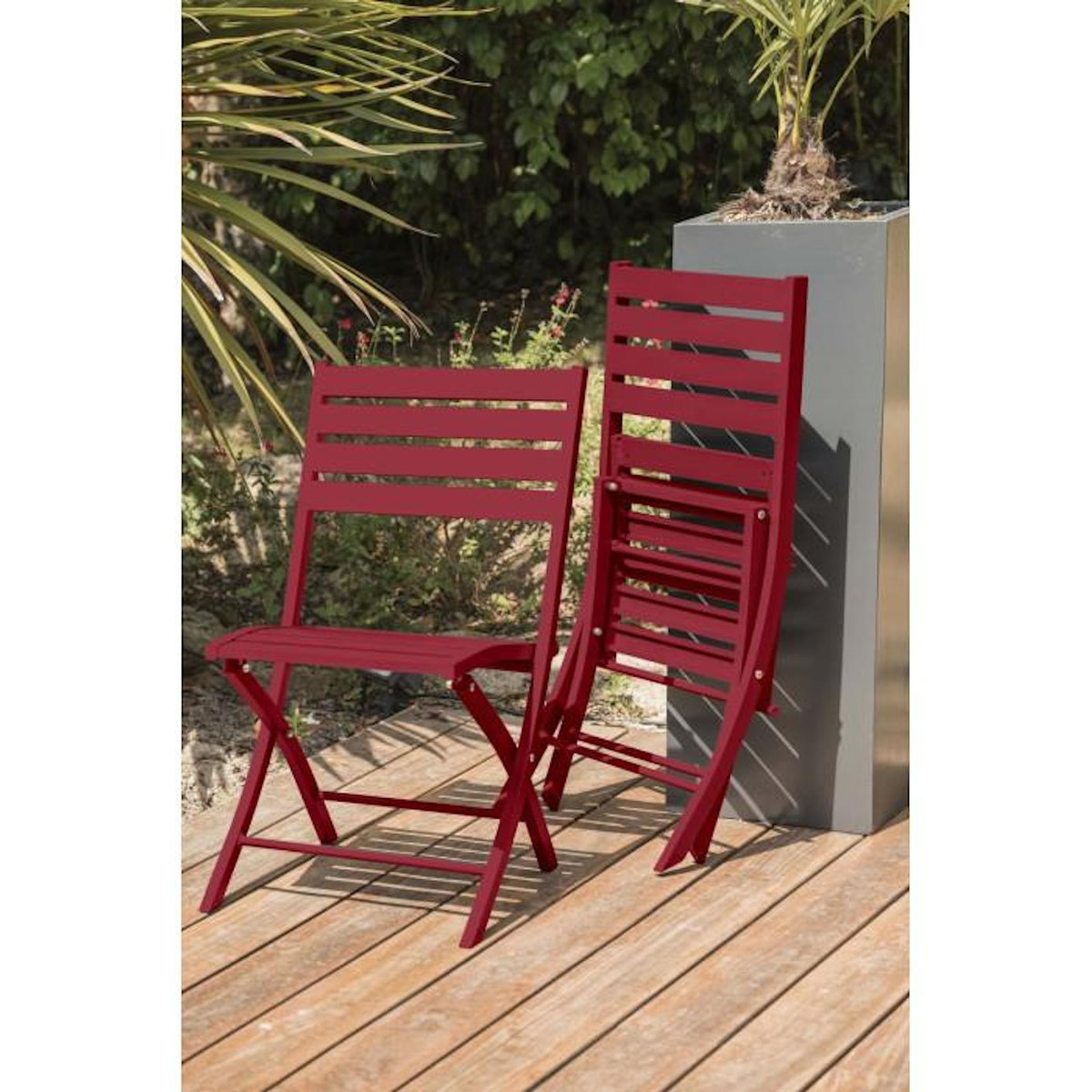 Paris Prix Ensemble Table de Jardin Pliante & 4 Chaises  Marius  140cm Rouge Carmin