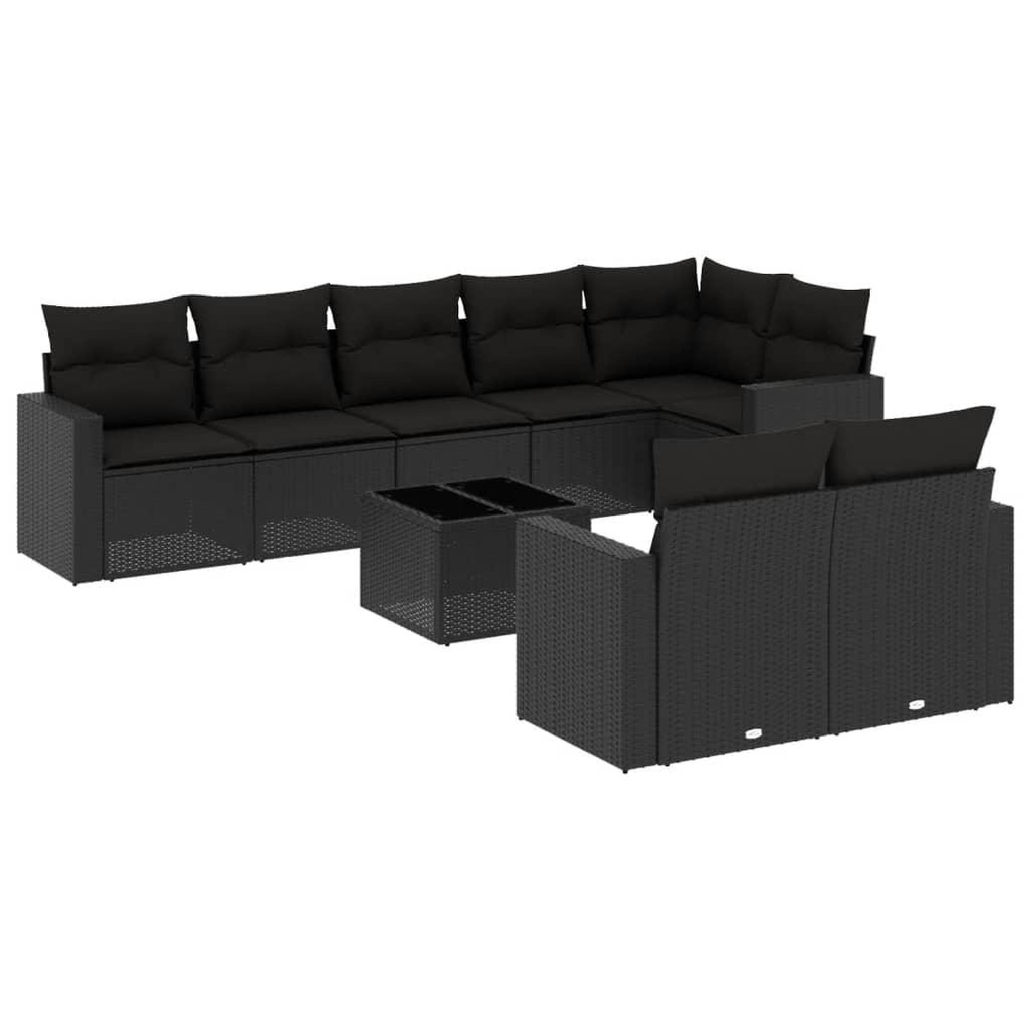 Voir la diapositive 2 : VIDAXL Salon de jardin 9 pcs avec coussins noir resine tressee