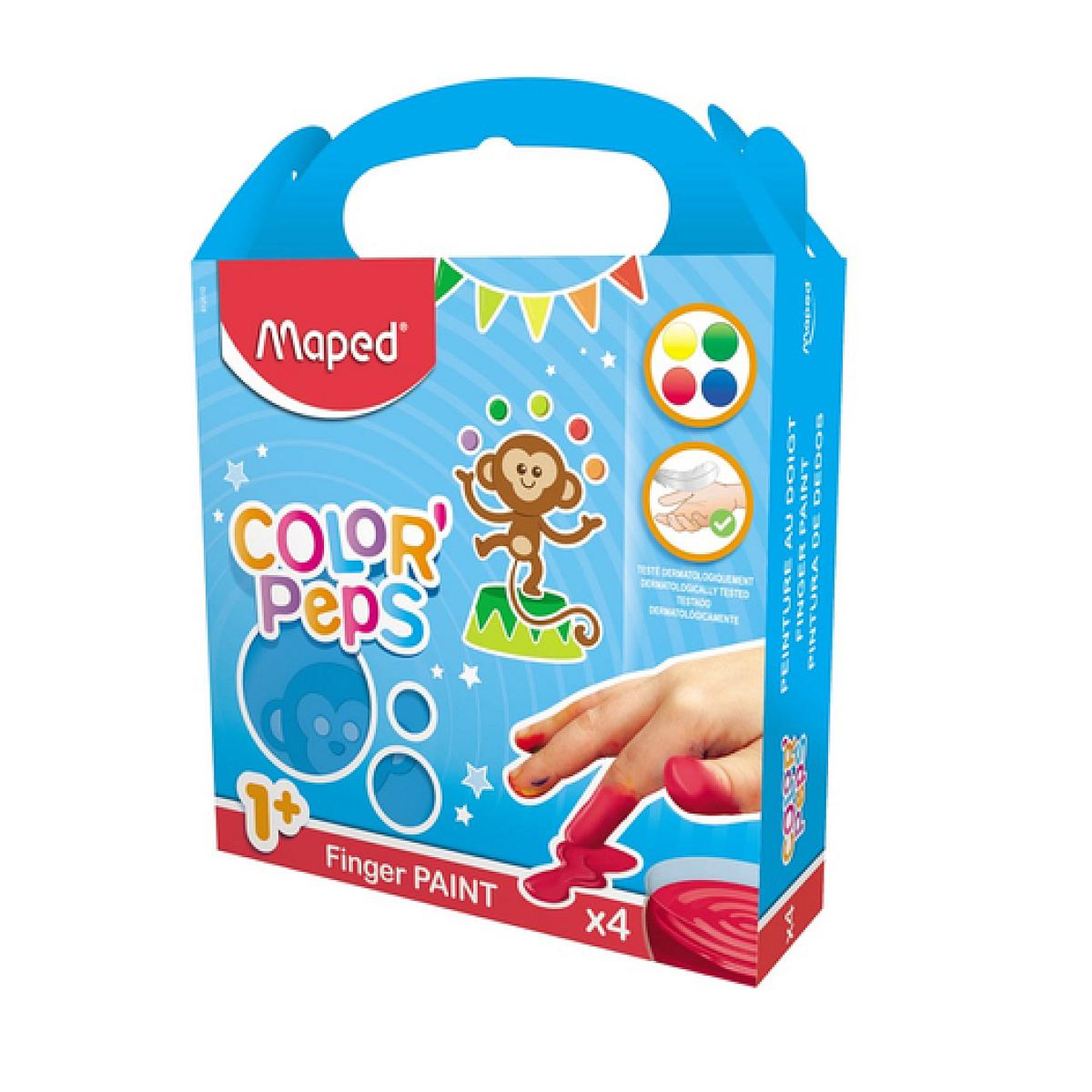 Voir la diapositive 2 : MAPED Peinture au doigt 4 pots pour les petits