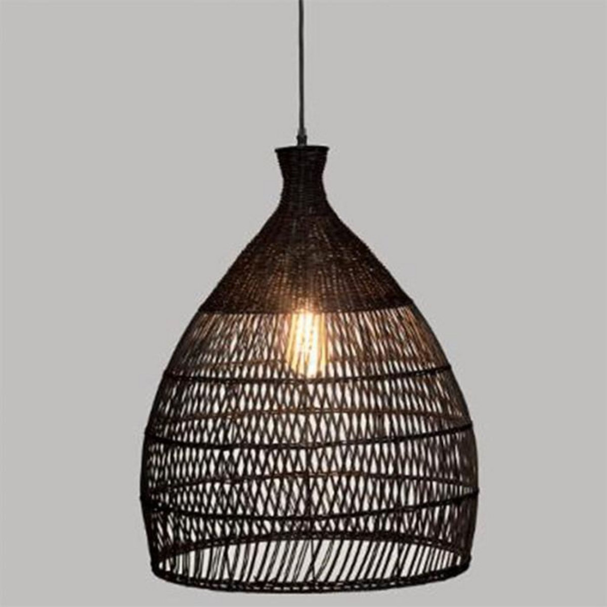 ATMOSPHERA Lampe Suspension en Rotin  Léa  62cm Noir