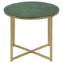 TOILINUX Table d'appoint ronde en verre et métal - Vert