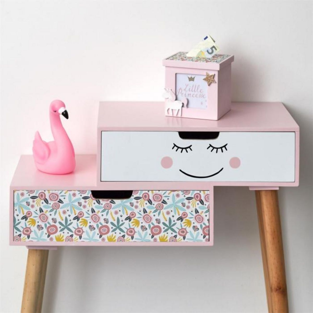 Paris Prix Tirelire Déco en Bois  Cube  11cm Rose