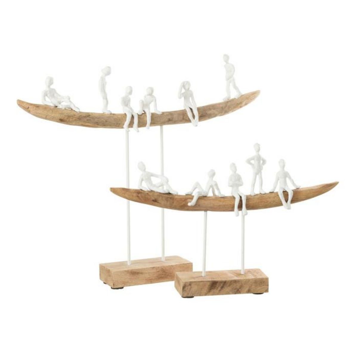 Paris Prix Statuette Déco en Bois  Personnage sur Banc  47cm Naturel