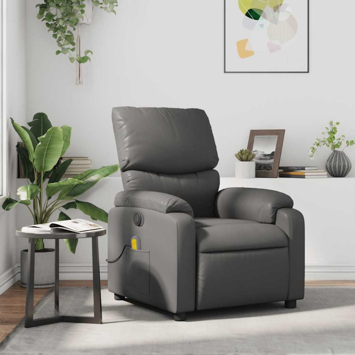 VIDAXL Fauteuil de massage inclinable Gris Similicuir