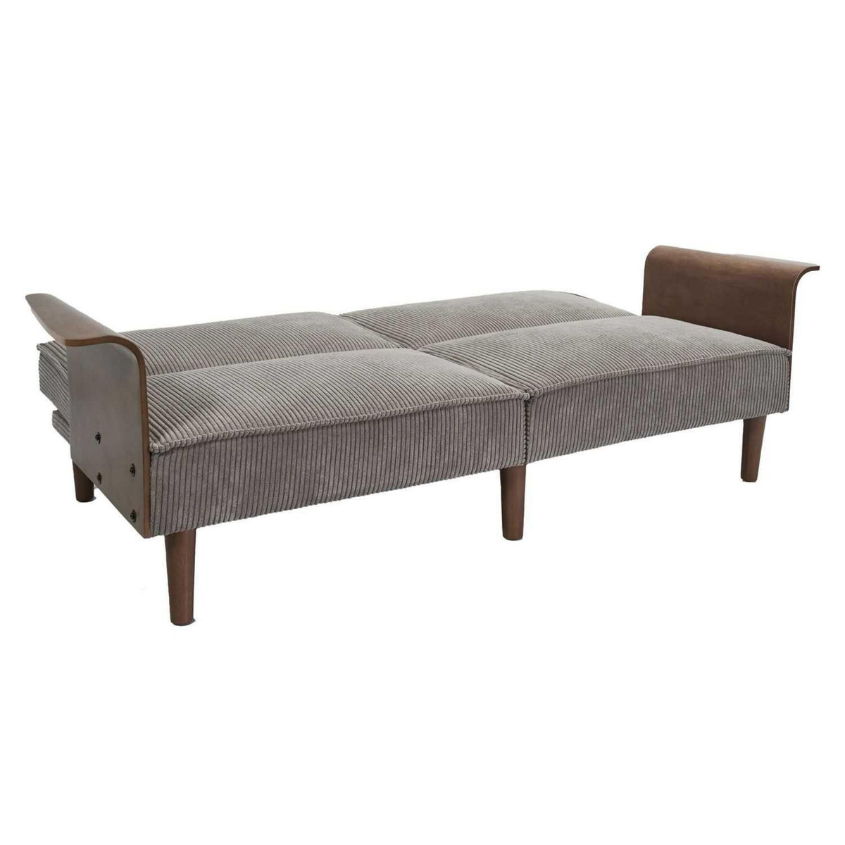 The Home Deco Factory Canapé convertible effet velours côtelé Bergen - 3 Places - Taupe