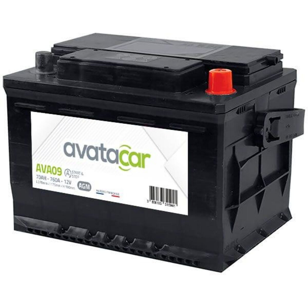 Batterie Avatacar Start & Stop AGM AVA09 70Ah 760A Avatacar pas