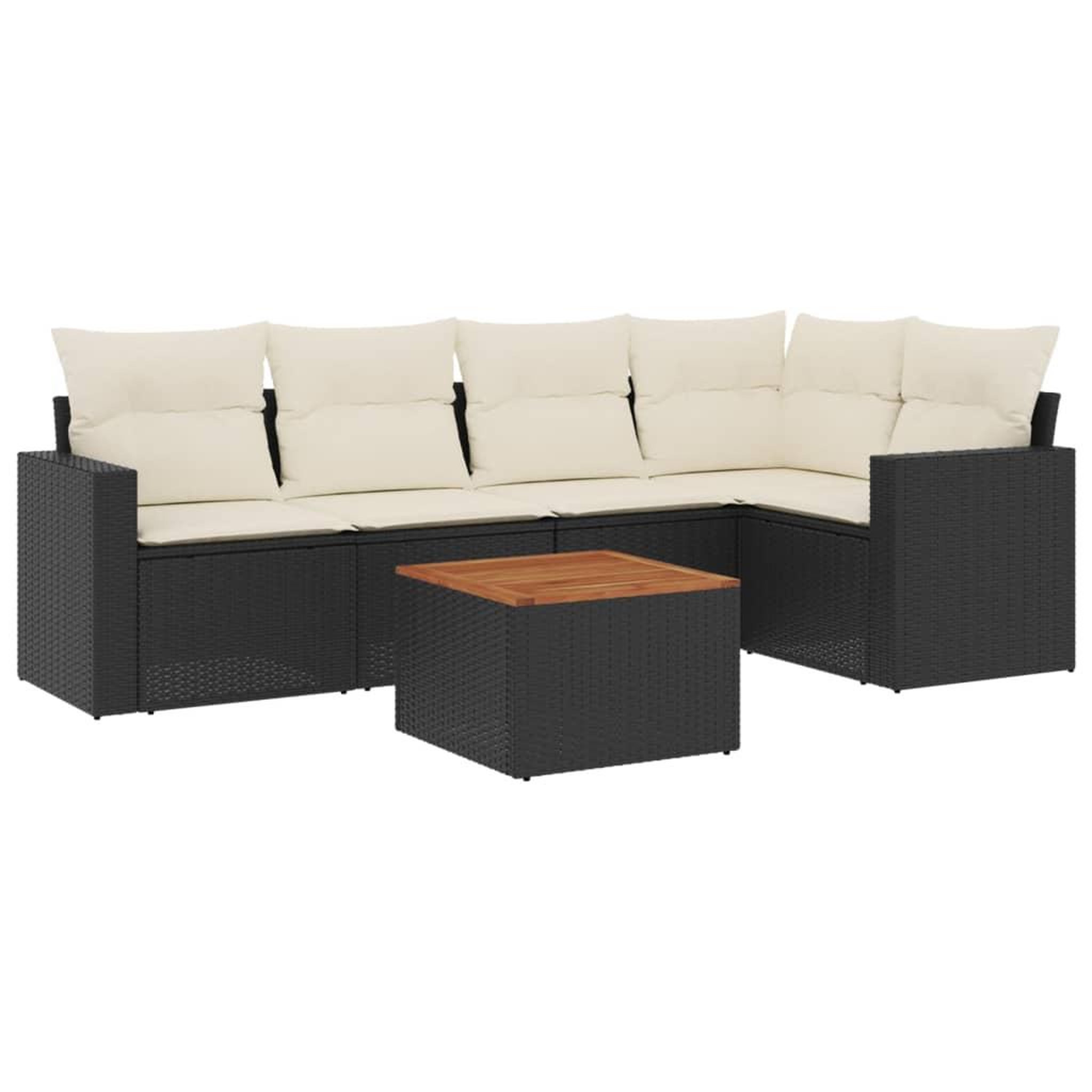 Voir la diapositive 2 : VIDAXL Salon de jardin 6 pcs avec coussins noir resine tressee