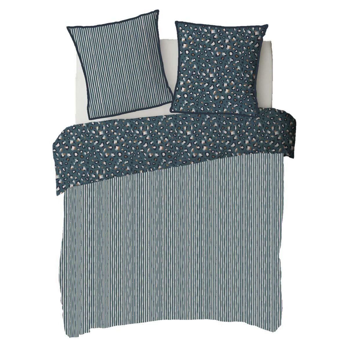 FUTURE HOME Parure de lit 2 personnes imprimé léopard réversible rayé