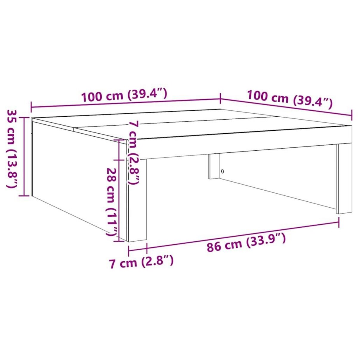 VIDAXL Table basse noir 100x100x35 cm bois d'ingenierie