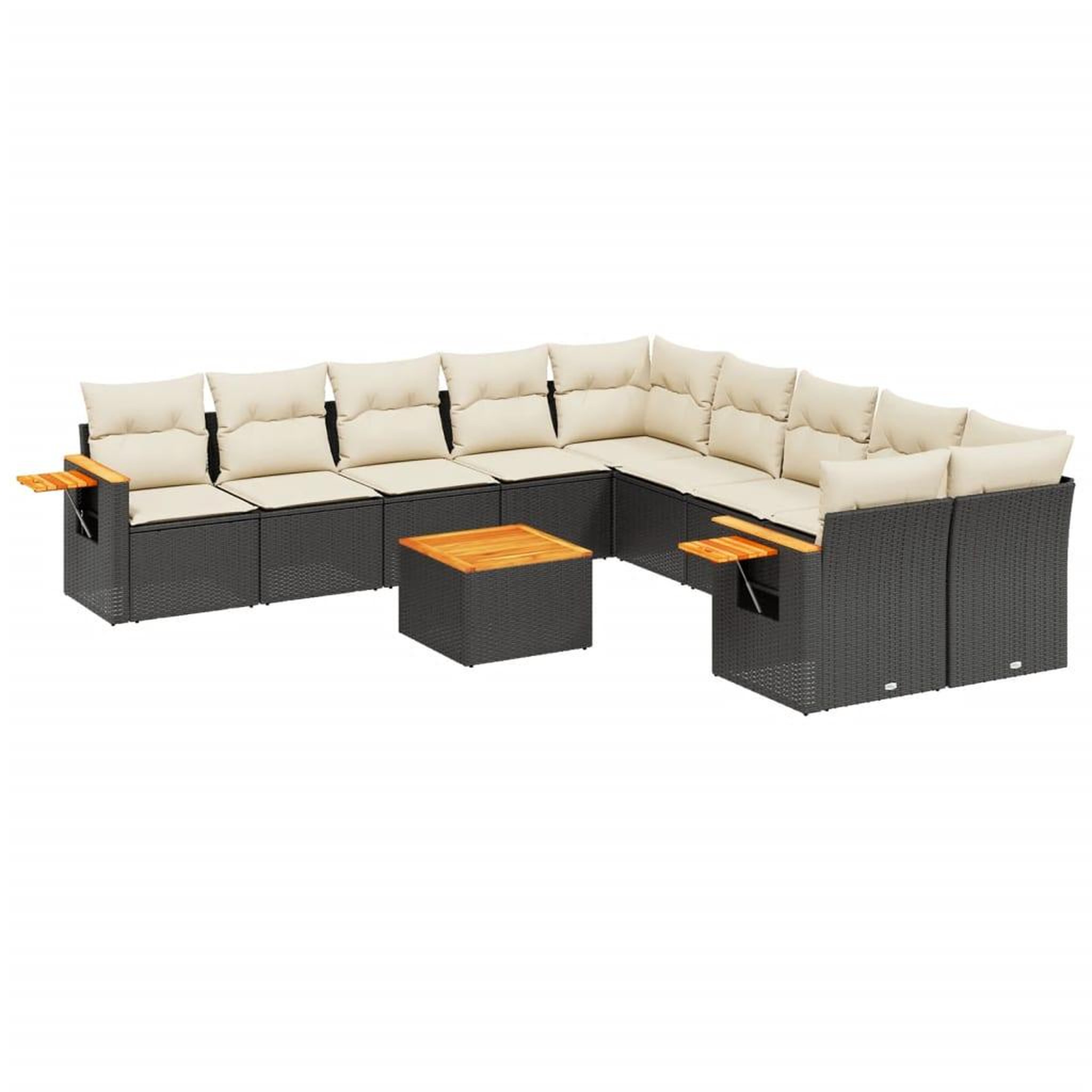 Voir la diapositive 2 : VIDAXL Salon de jardin 11 pcs avec coussins noir resine tressee