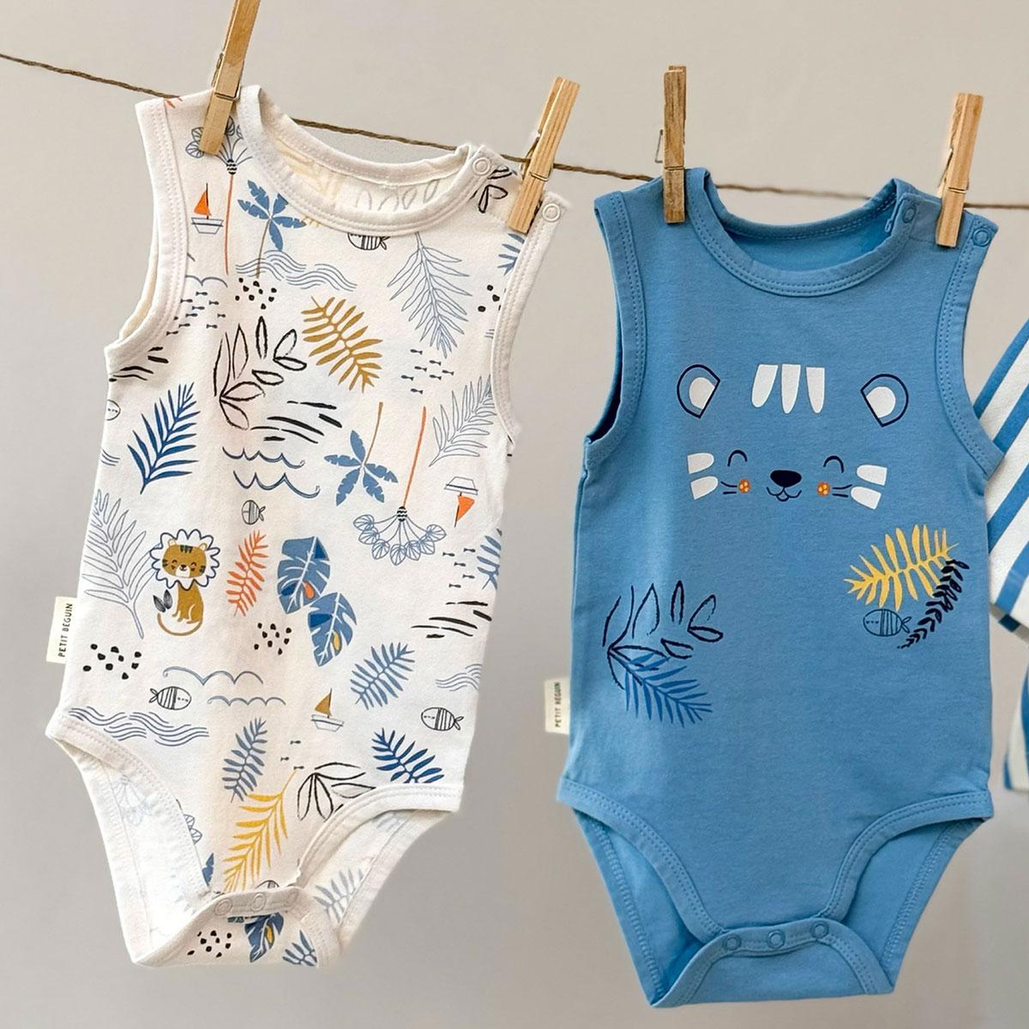 Voir la diapositive 5 : Petit Béguin Lot de 2 bodies bébé sans manches biscarosse