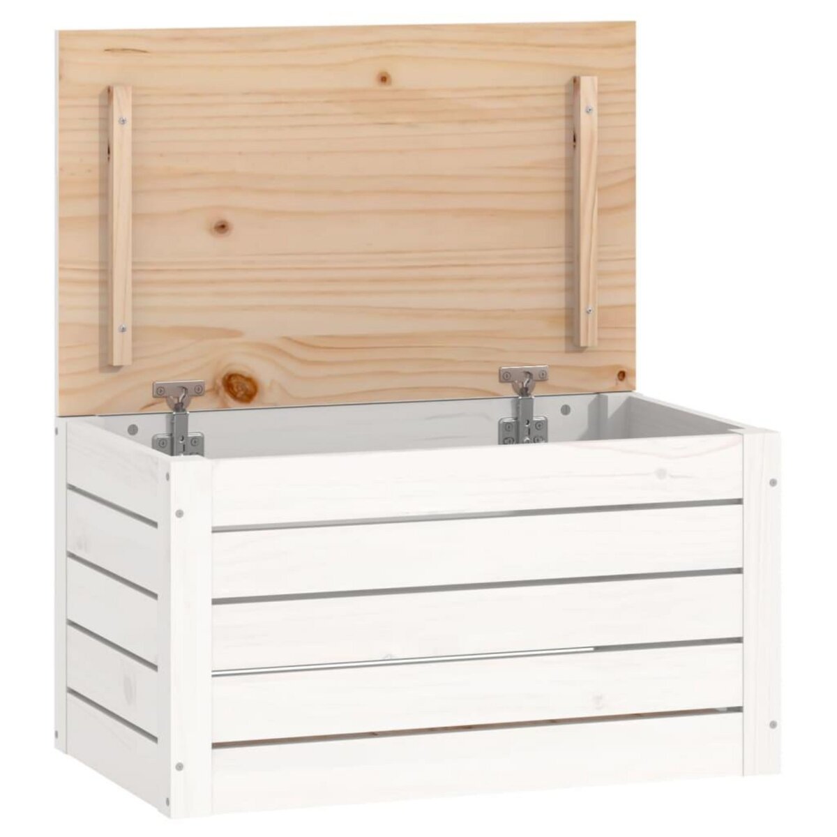 VIDAXL Boîte de rangement Blanc 59,5x36,5x33 cm Bois massif de pin