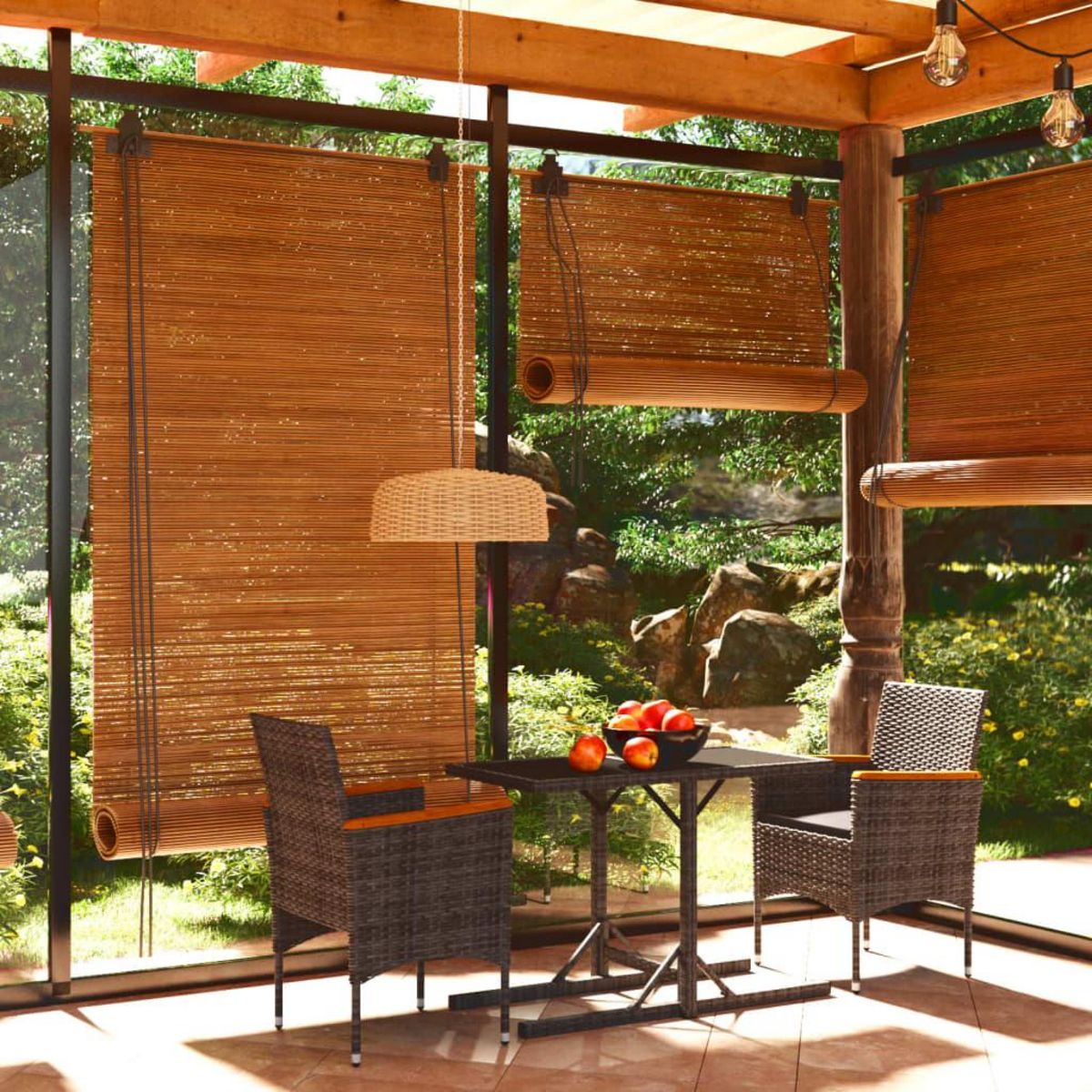 VIDAXL Ensemble a manger de jardin 3 pcs Gris