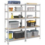 VIDAXL Etageres de rangement a 5 niveaux 2 pcs acier bois d'ingenierie