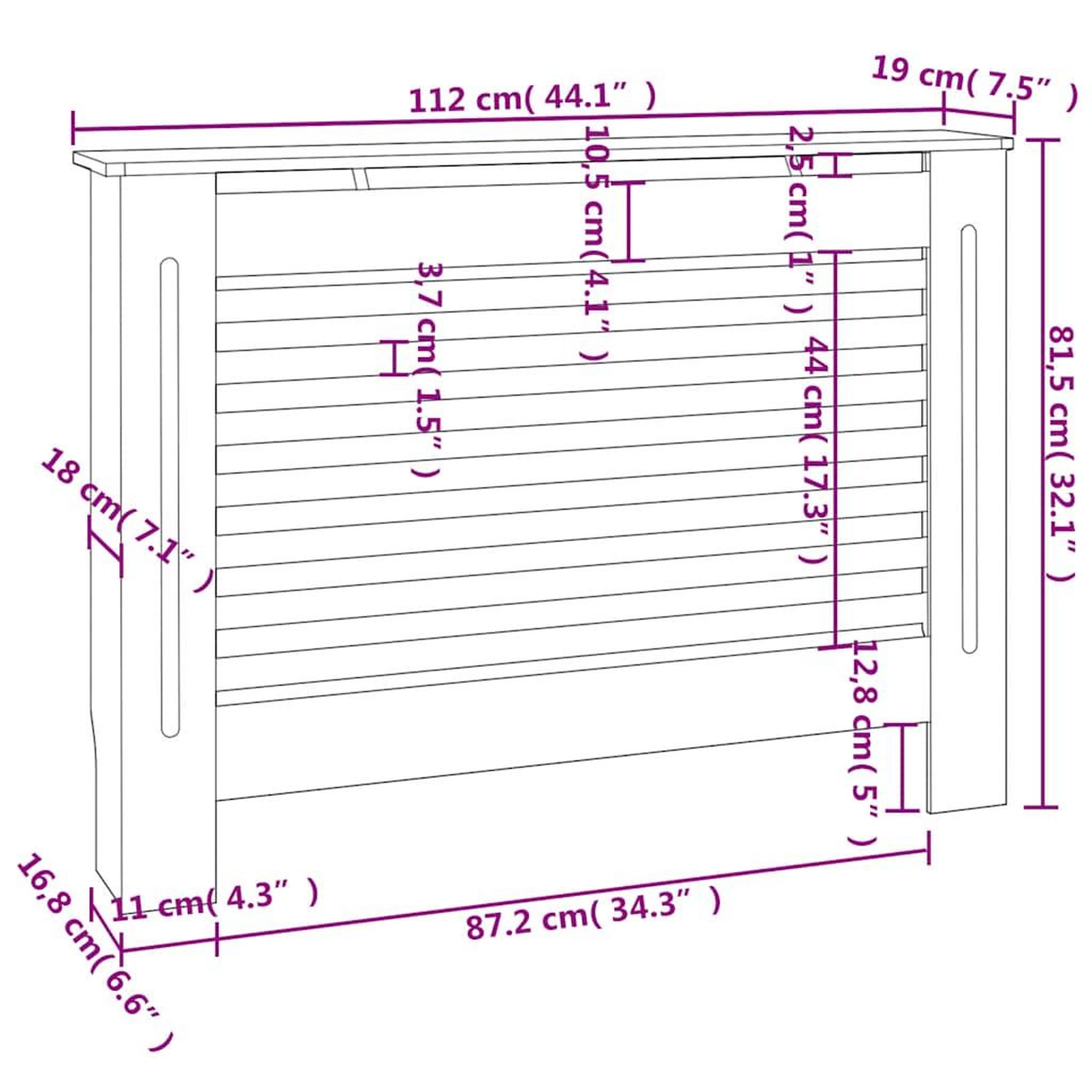 Voir la diapositive 6 : VIDAXL Cache-radiateur anthracite 112x19x81,5 cm MDF