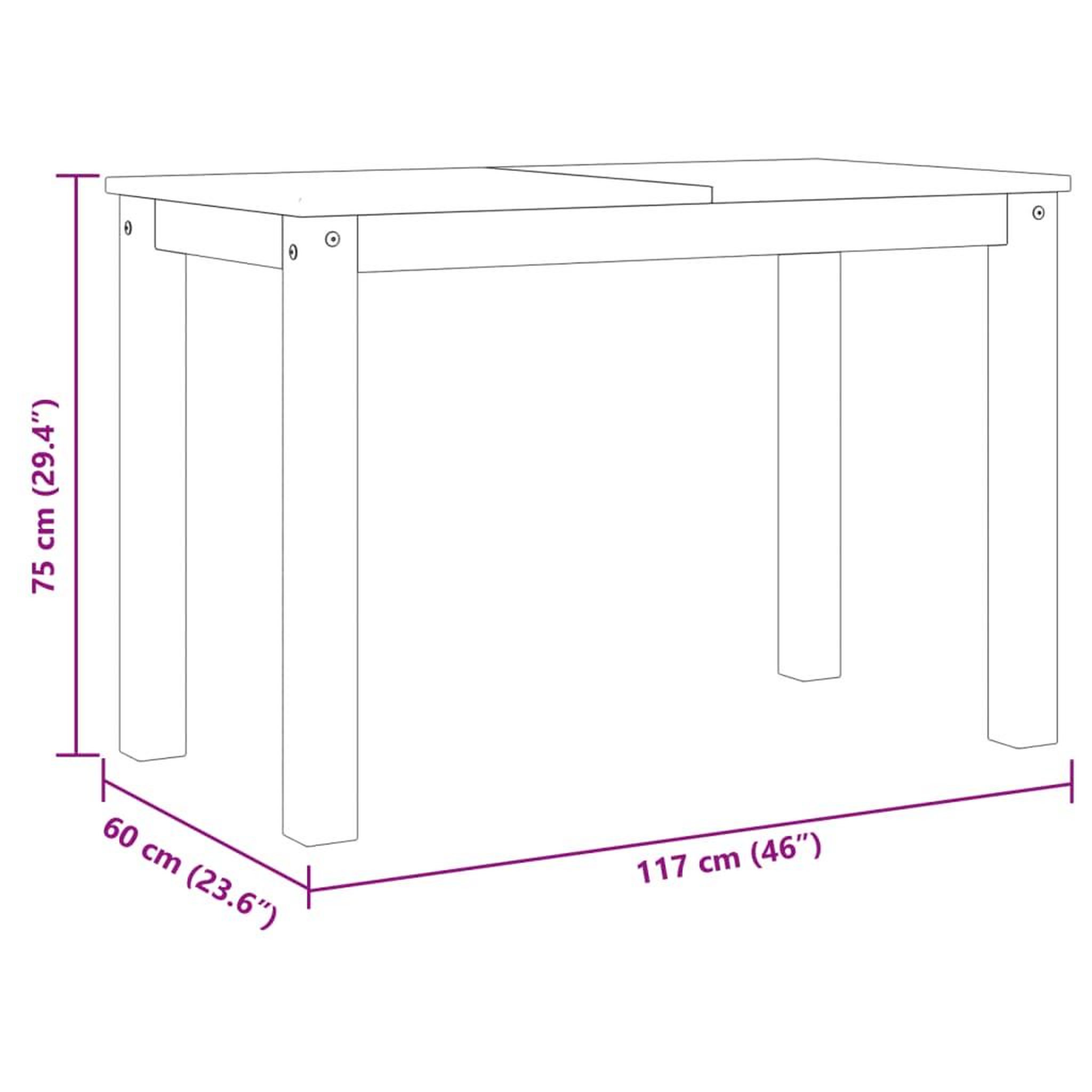 Voir la diapositive 6 : VIDAXL Table a manger Panama 117x60x75 cm bois massif de pin